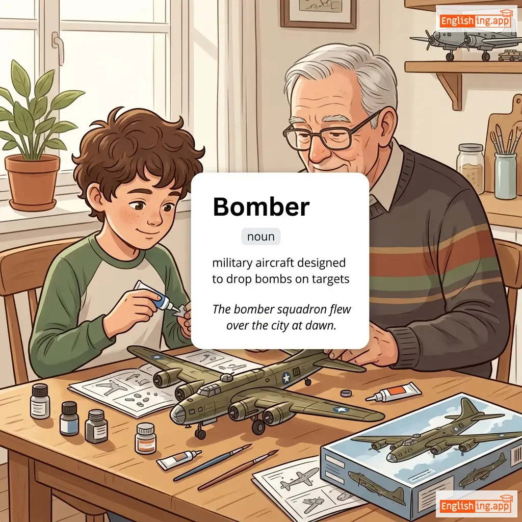 Bomber definition card — visual illustration of the meaning