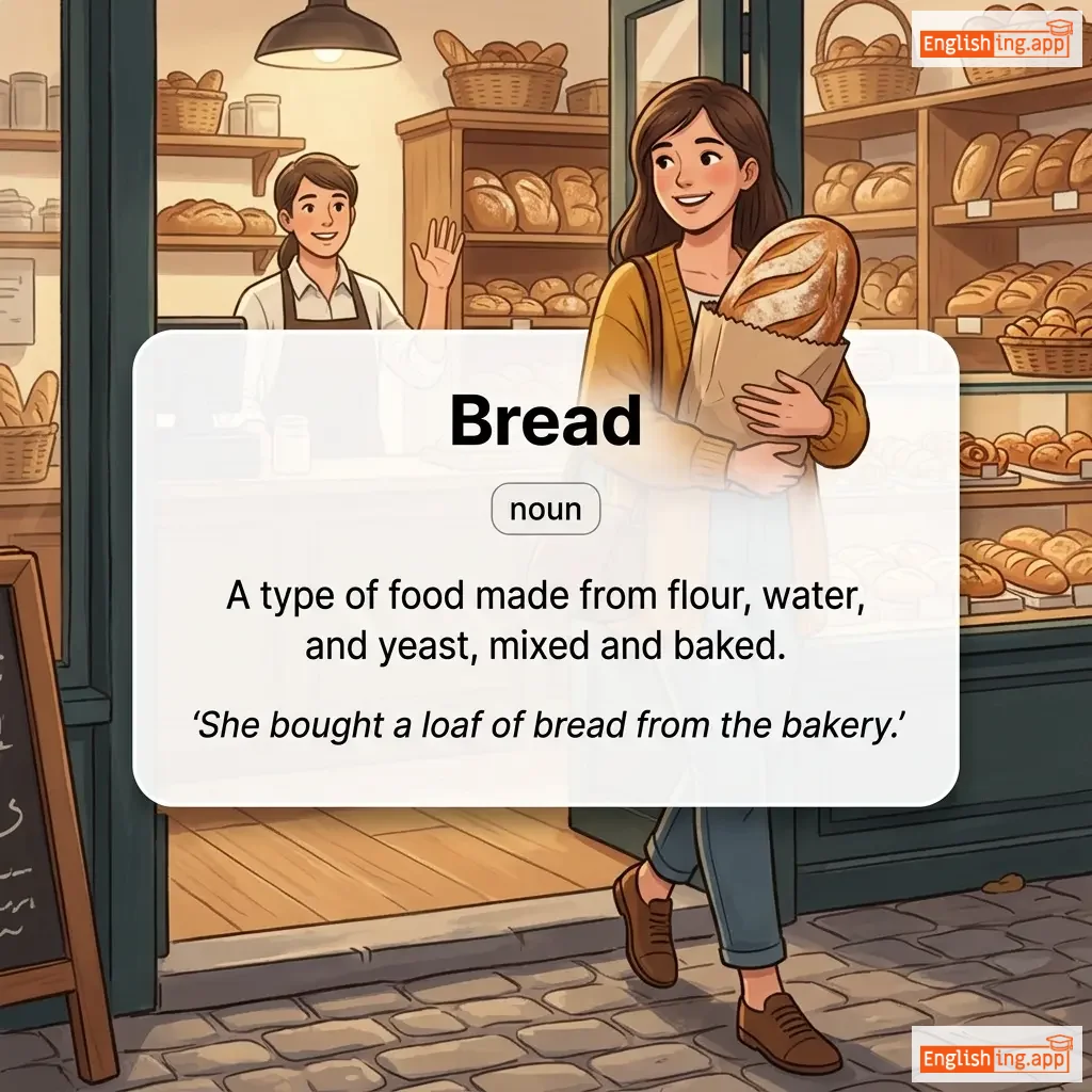 Bread definition card — visual illustration of the meaning