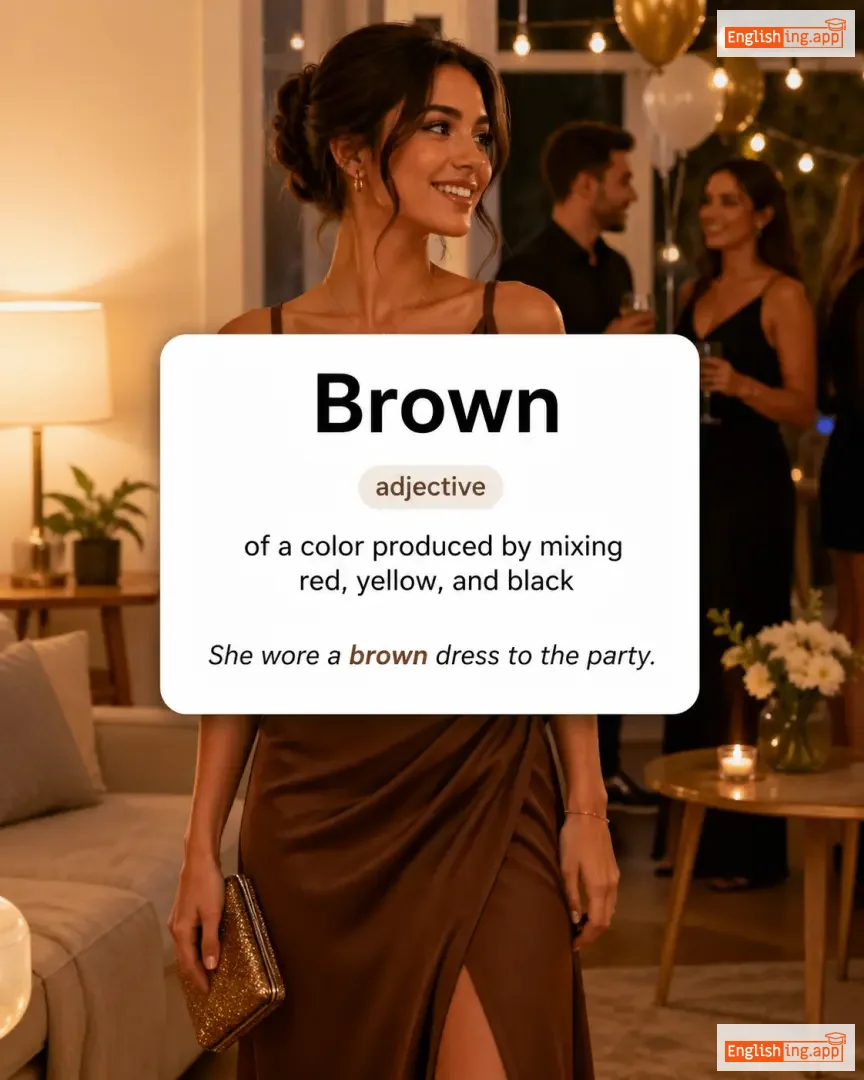 Brown definition card — visual illustration of the meaning