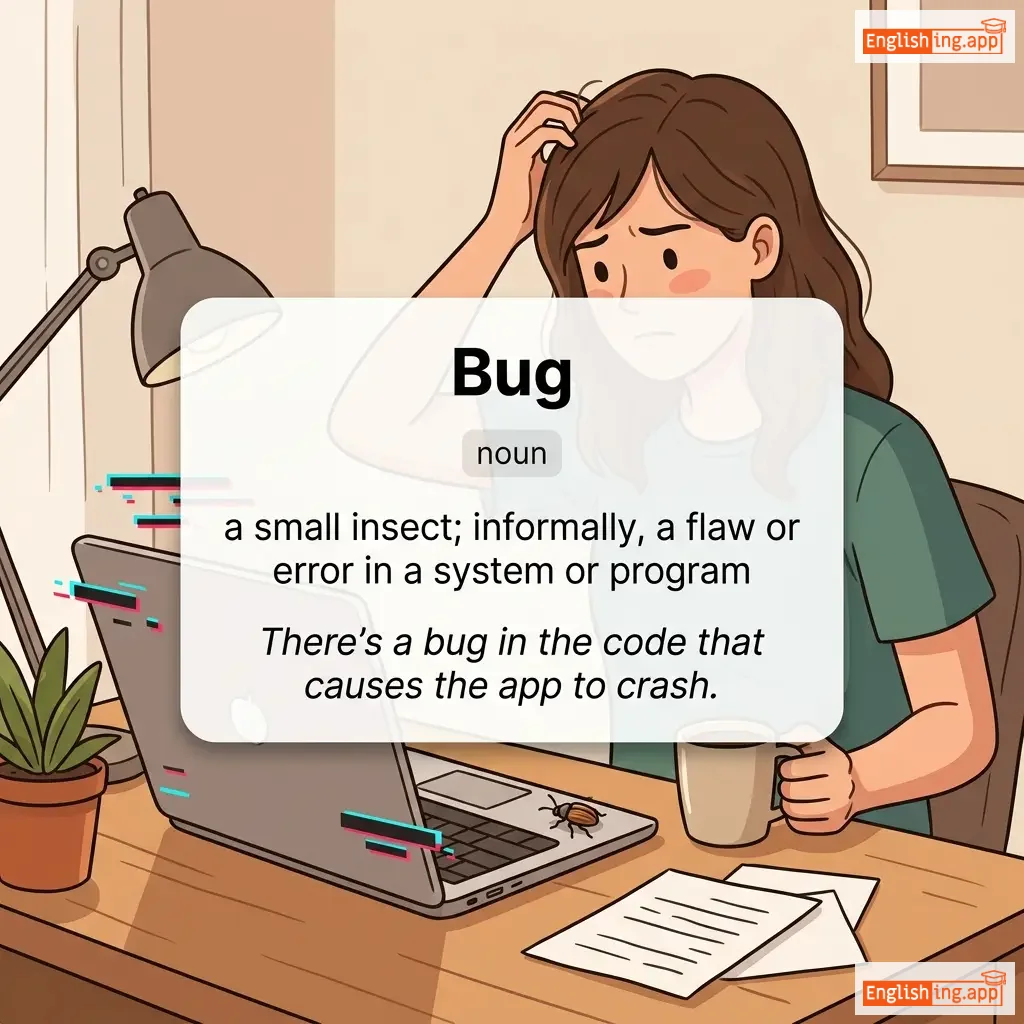 Bug definition card — visual illustration of the meaning