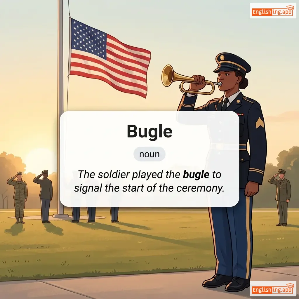 Bugle definition card — visual illustration of the meaning