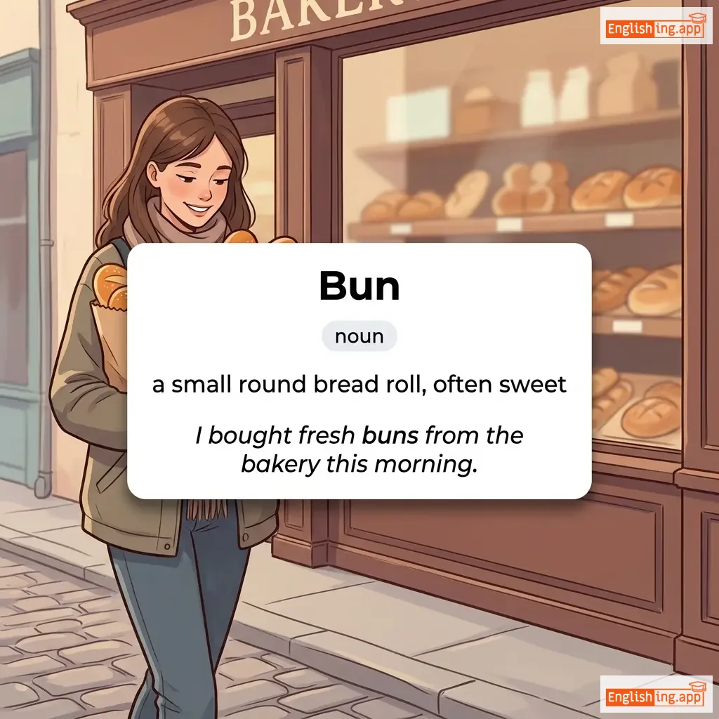 Bun definition card — visual illustration of the meaning