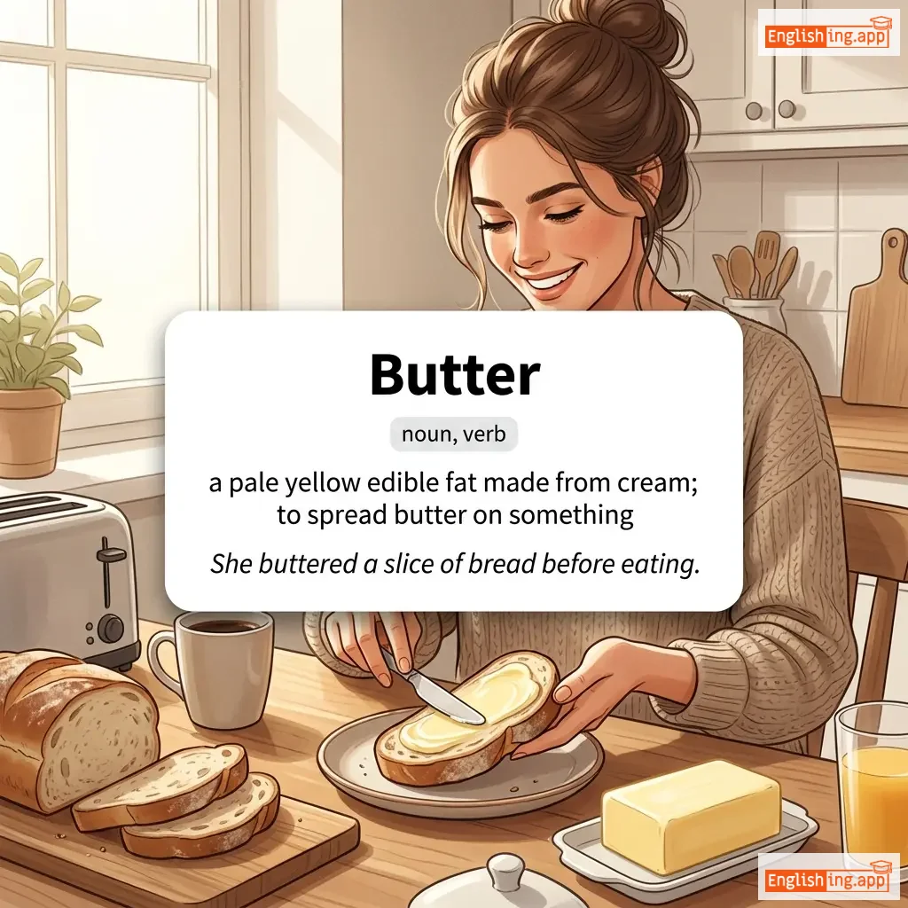 Butter definition card — visual illustration of the meaning