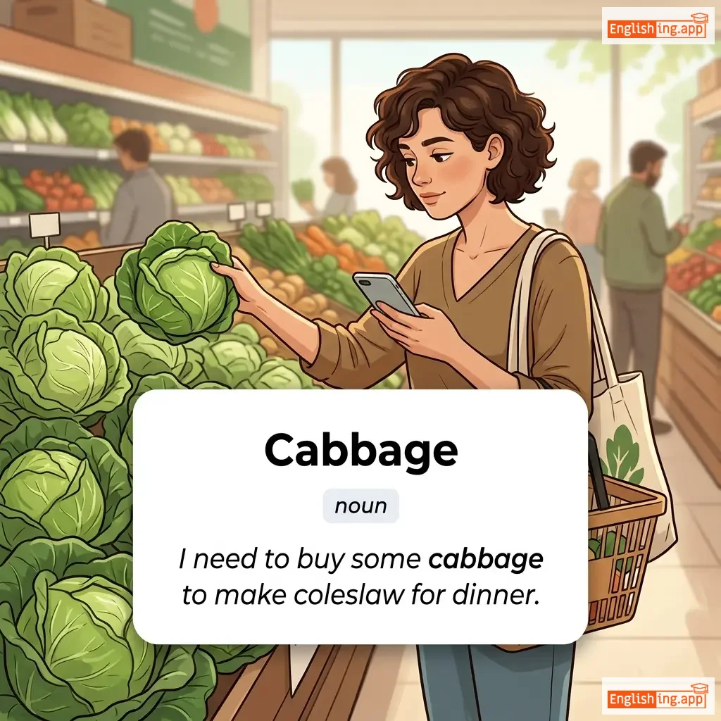 Cabbage definition card — visual illustration of the meaning