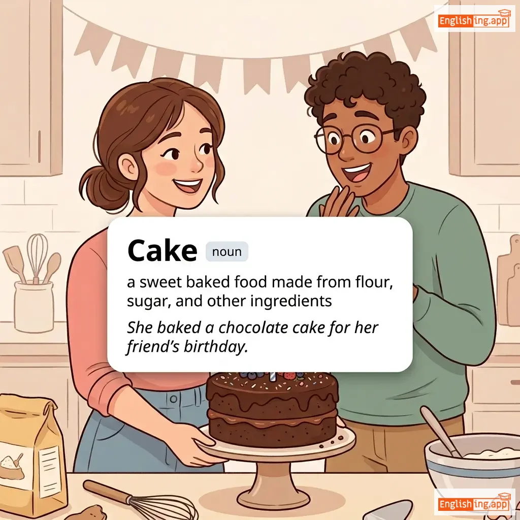 Cake definition card — visual illustration of the meaning