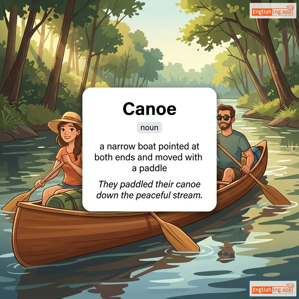 Canoe definition card — visual illustration of the meaning