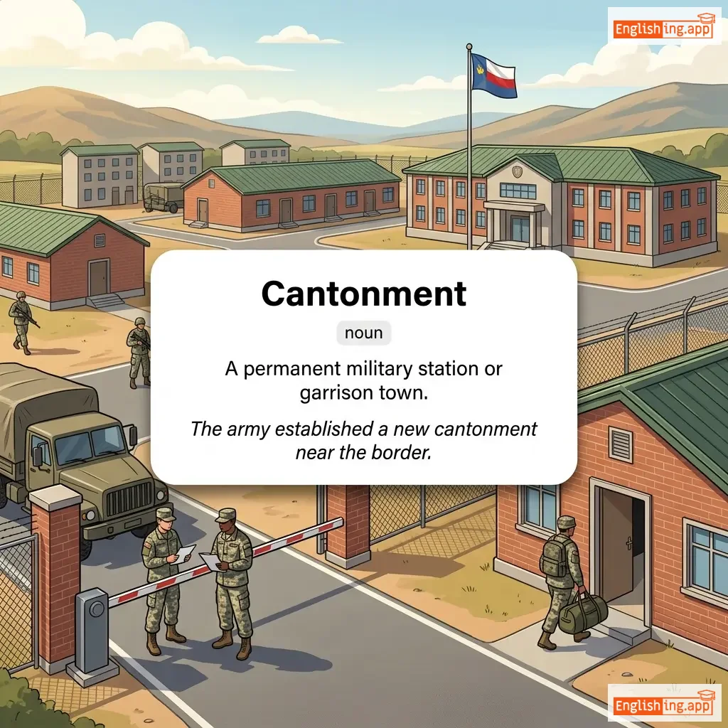 Cantonment definition card — visual illustration of the meaning