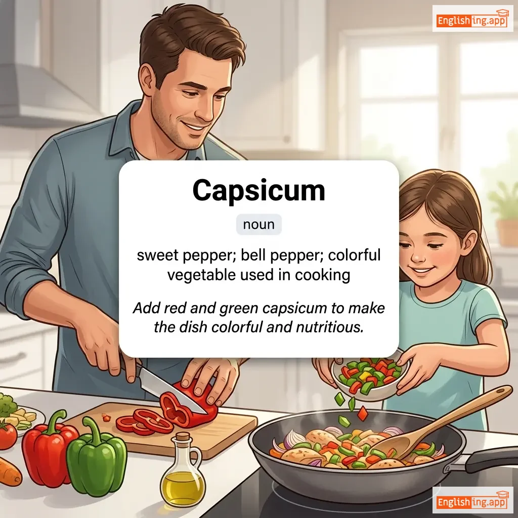 Capsicum definition card — visual illustration of the meaning