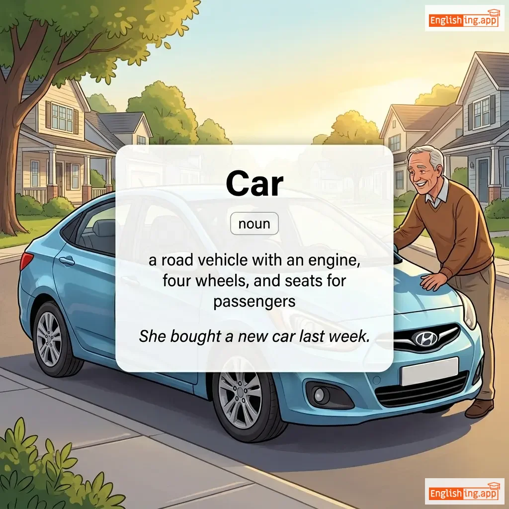 Car definition card — visual illustration of the meaning