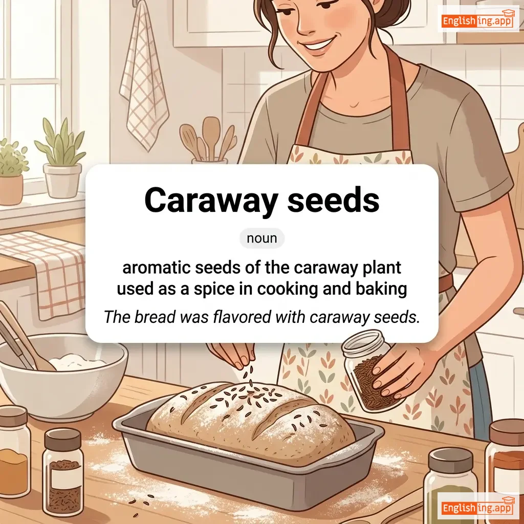 Caraway seeds definition card — visual illustration of the meaning