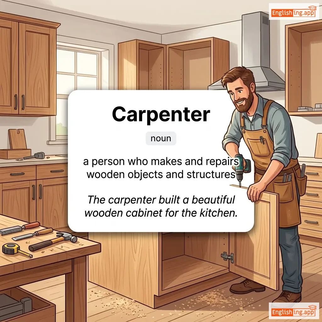 Carpenter definition card — visual illustration of the meaning