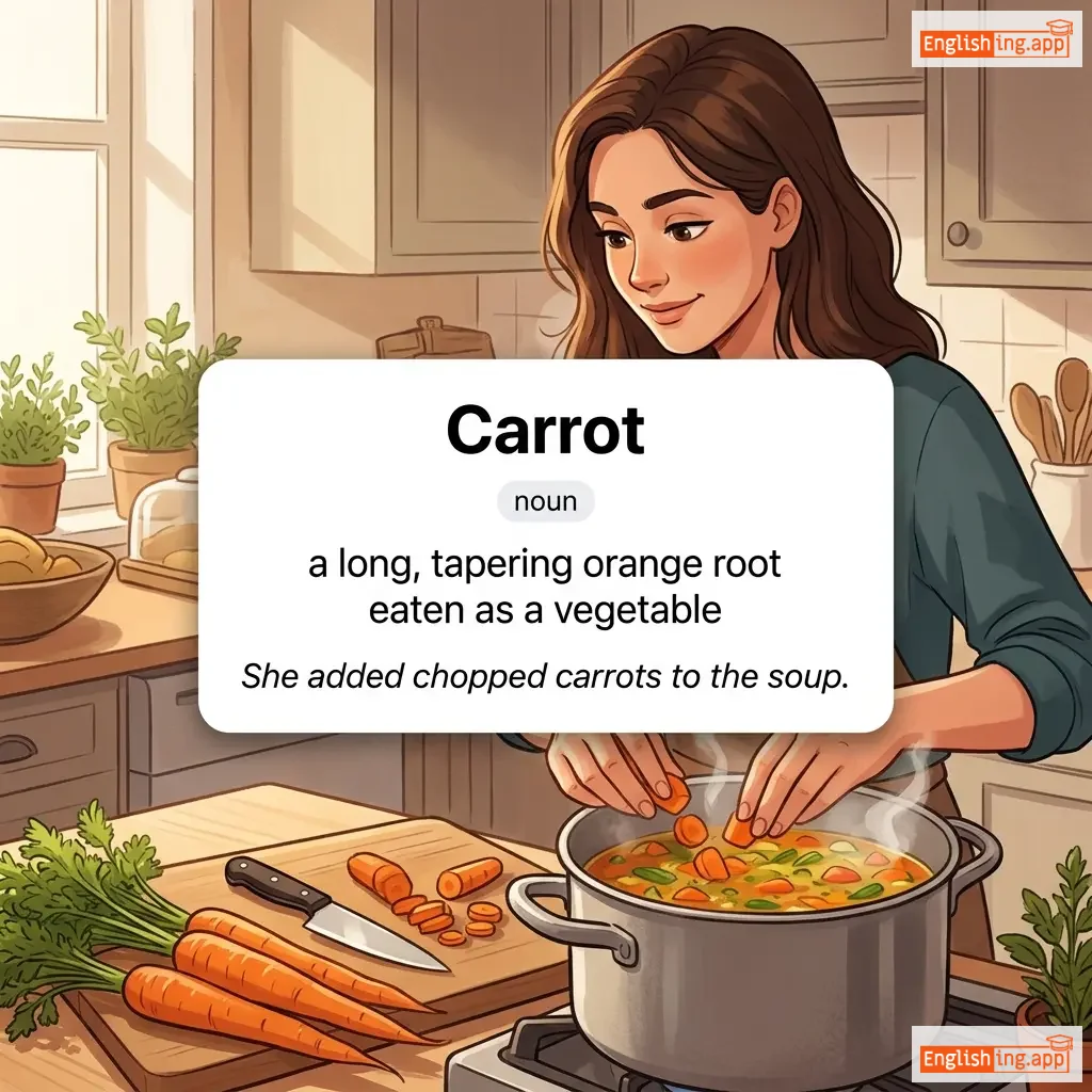 Carrot definition card — visual illustration of the meaning