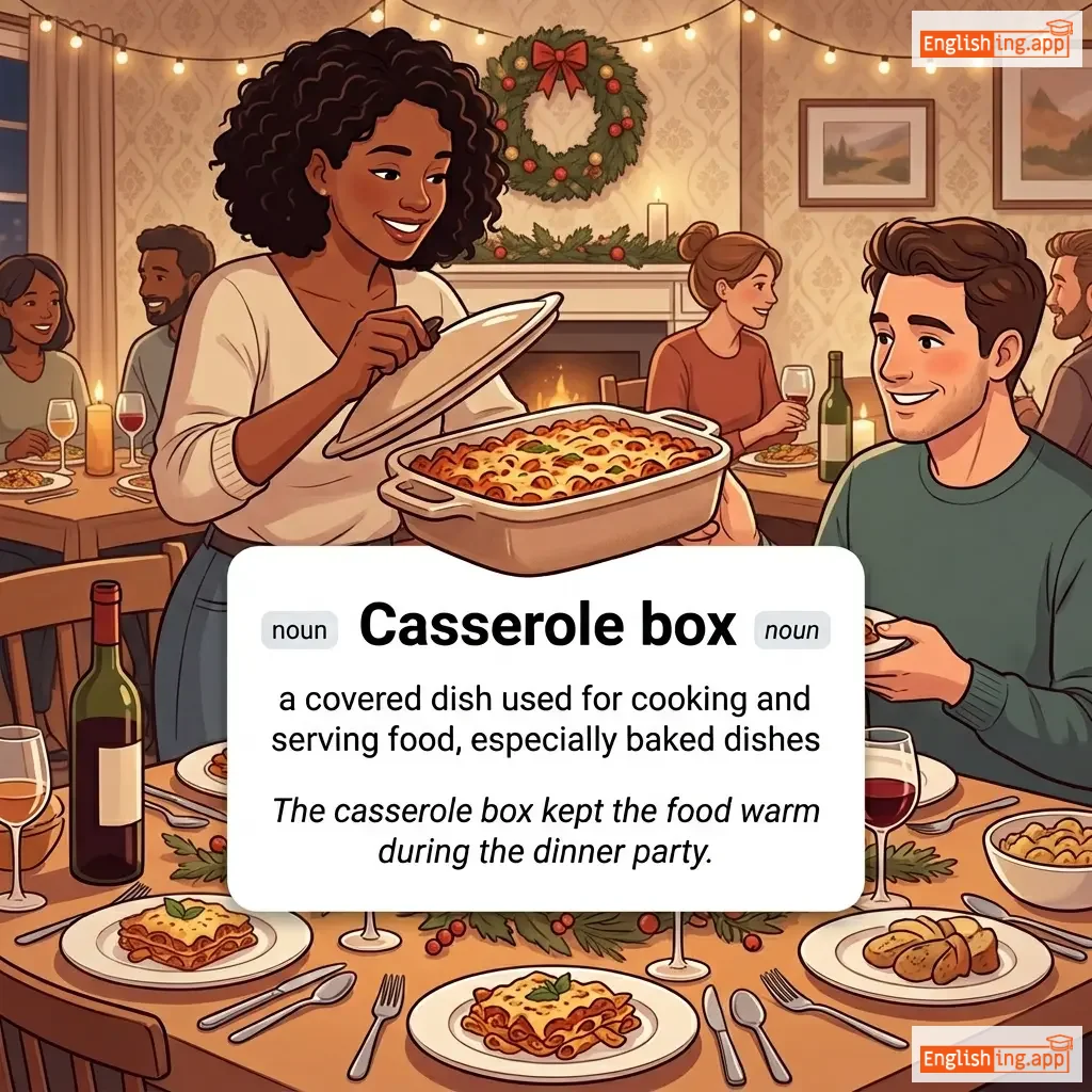 Casserole box definition card — visual illustration of the meaning