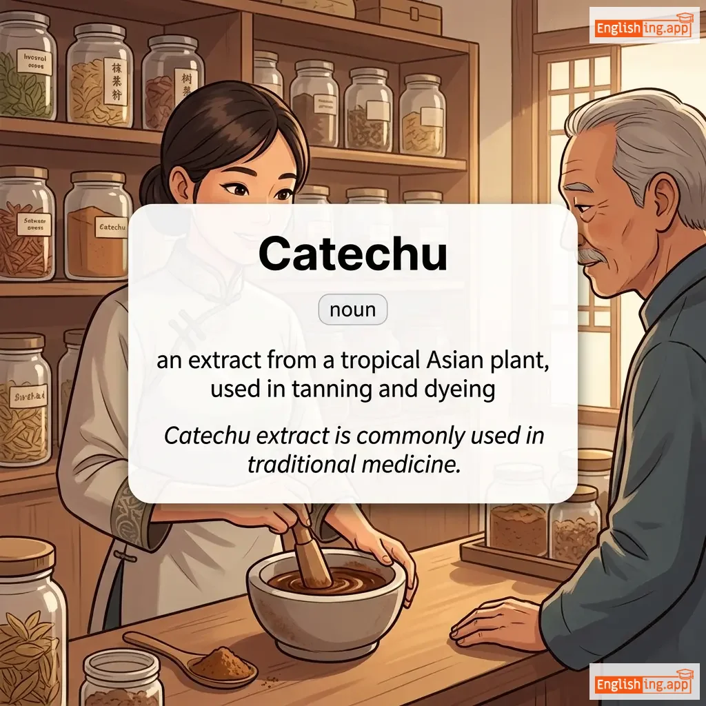 Catechu definition card — visual illustration of the meaning