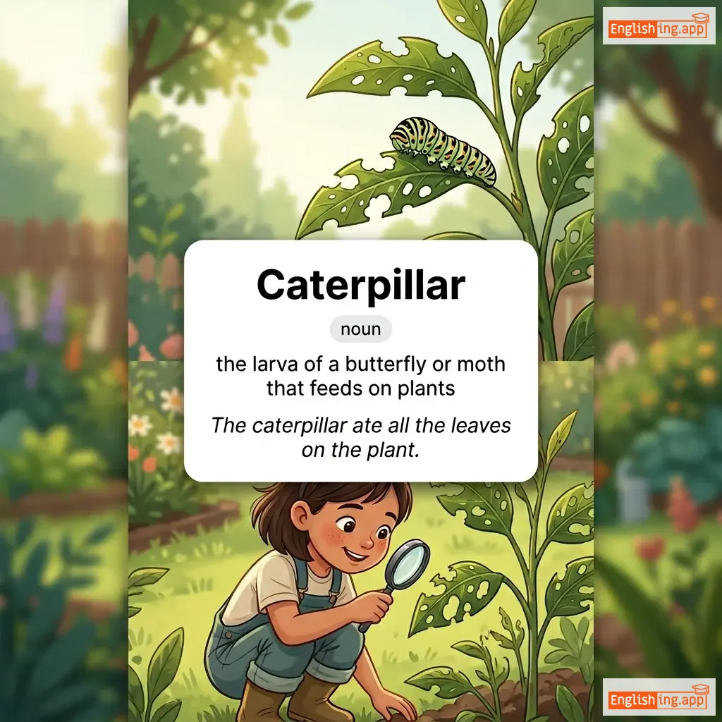 Caterpillar definition card — visual illustration of the meaning