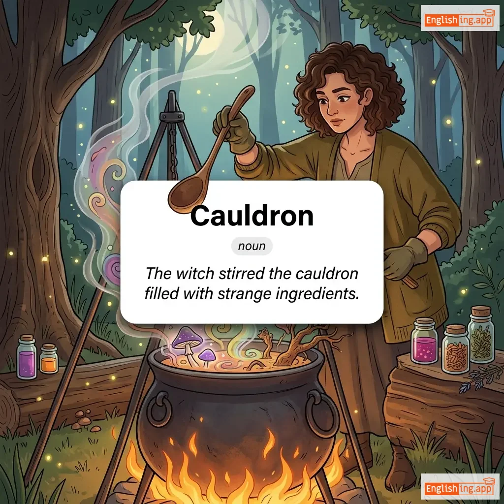 Cauldron definition card — visual illustration of the meaning