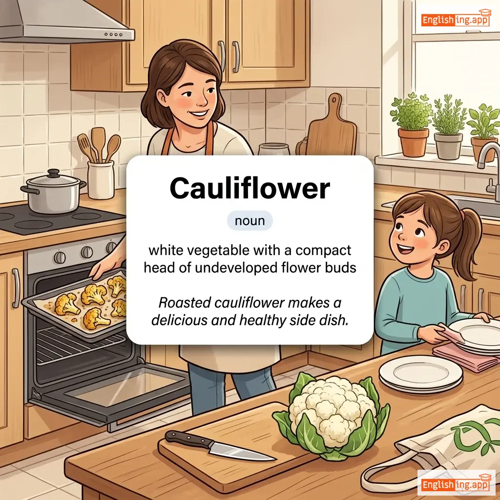 Cauliflower definition card — visual illustration of the meaning