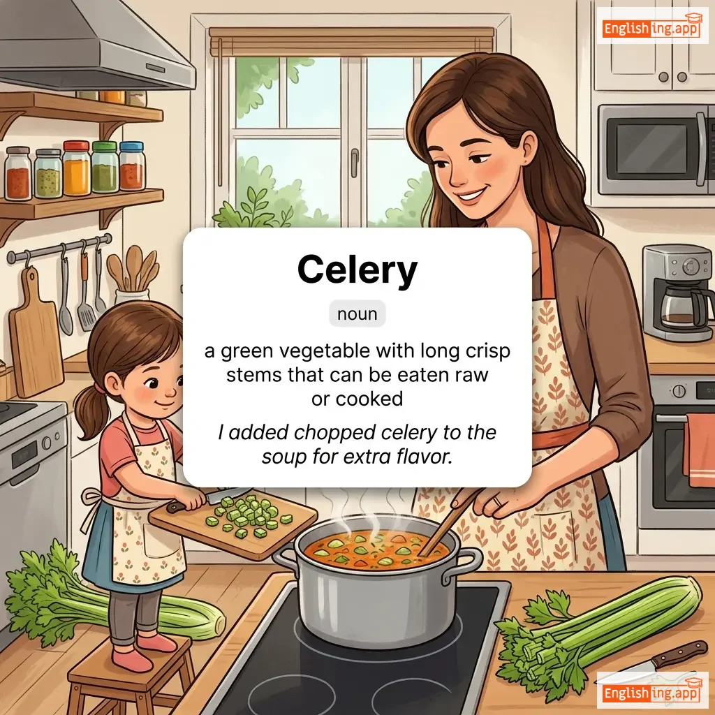 Celery definition card — visual illustration of the meaning