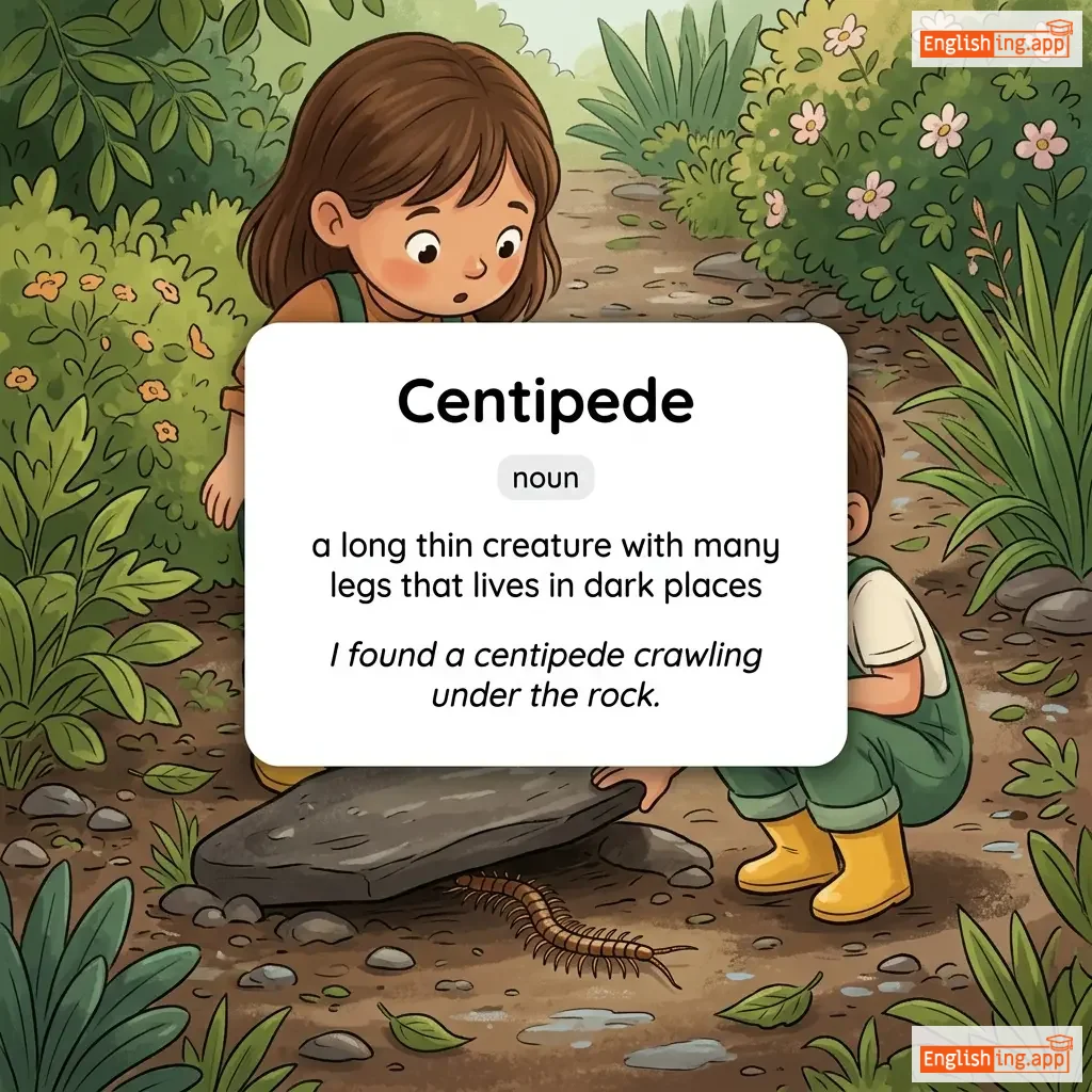 Centipede definition card — visual illustration of the meaning