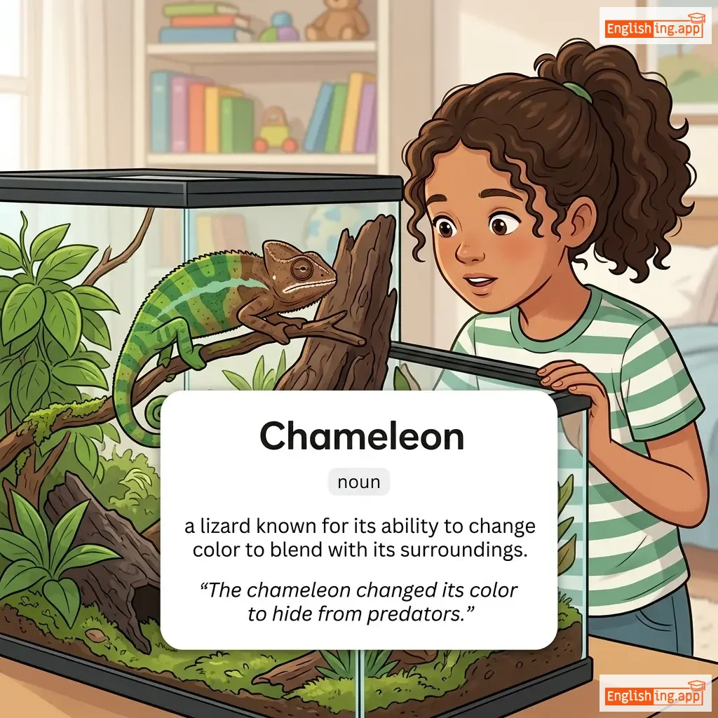 Chameleon definition card — visual illustration of the meaning