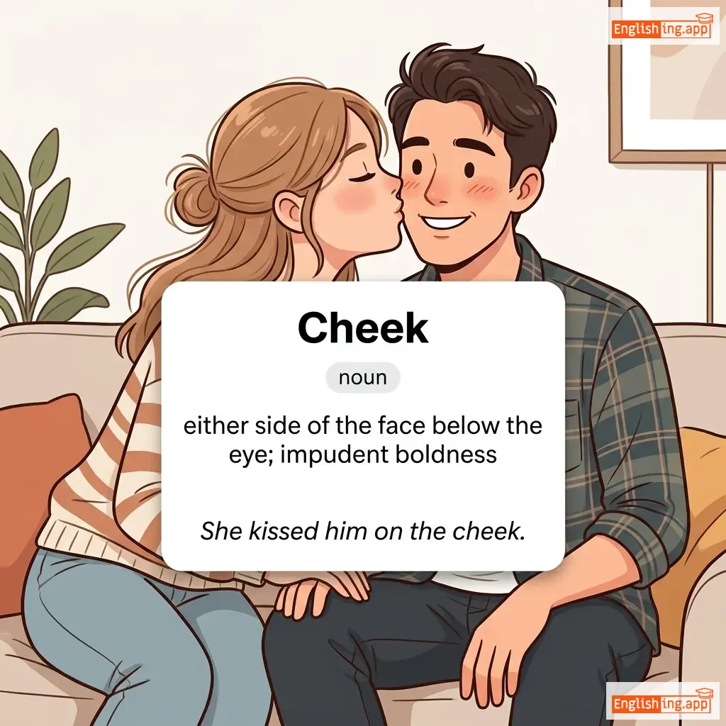 Cheek definition card — visual illustration of the meaning