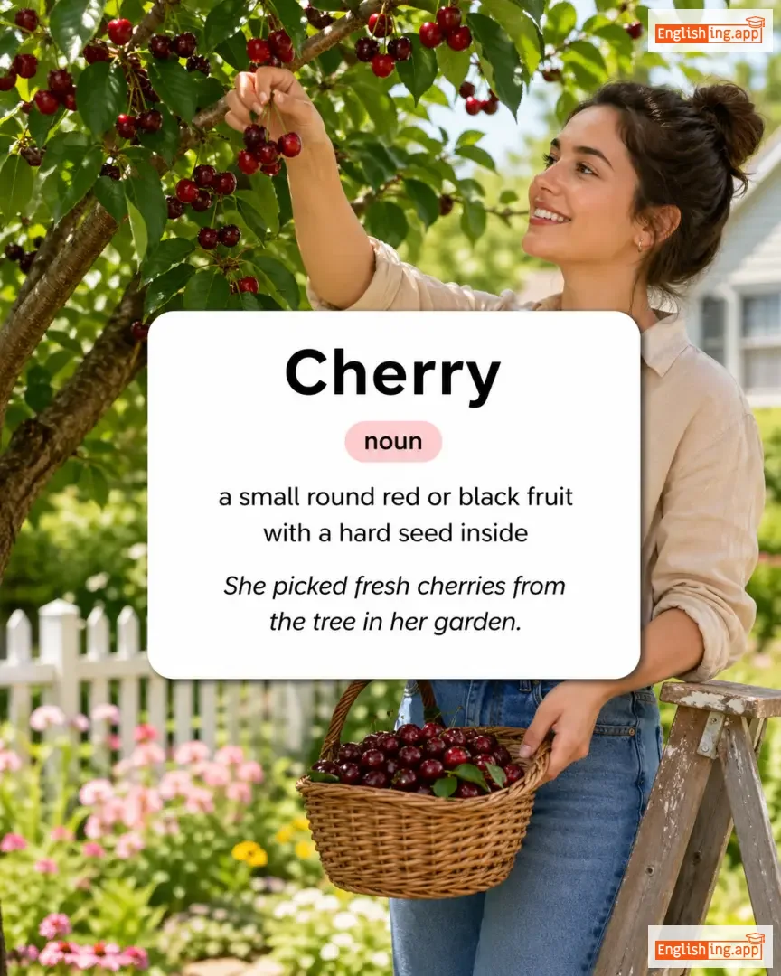 Cherry definition card — visual illustration of the meaning