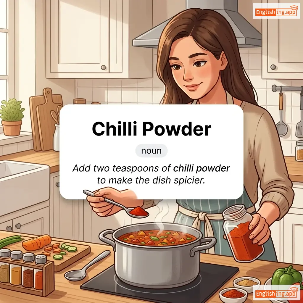 Chilli Powder definition card — visual illustration of the meaning