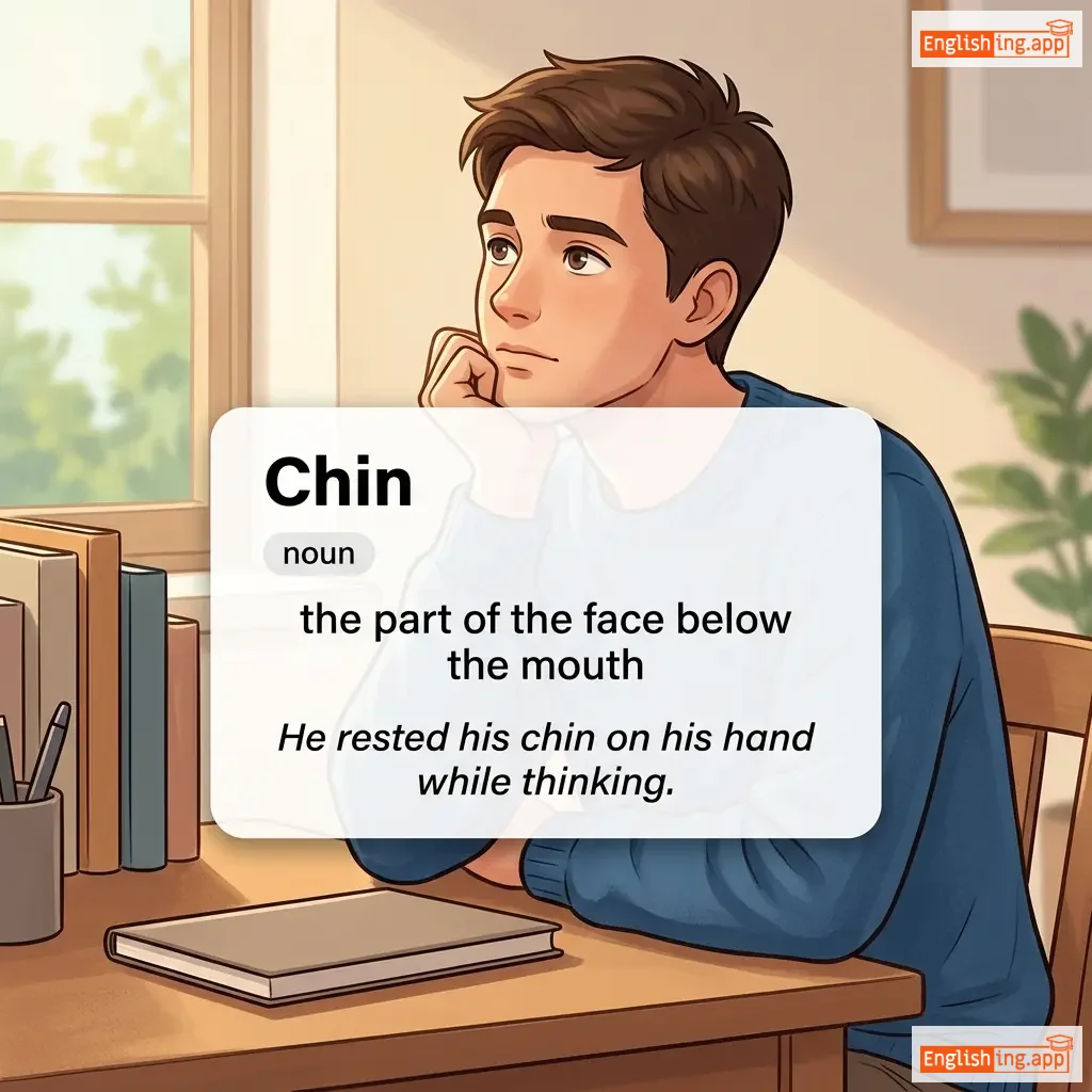 Chin definition card — visual illustration of the meaning