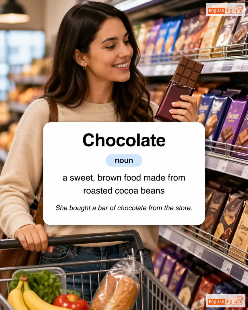 Chocolate definition card — visual illustration of the meaning
