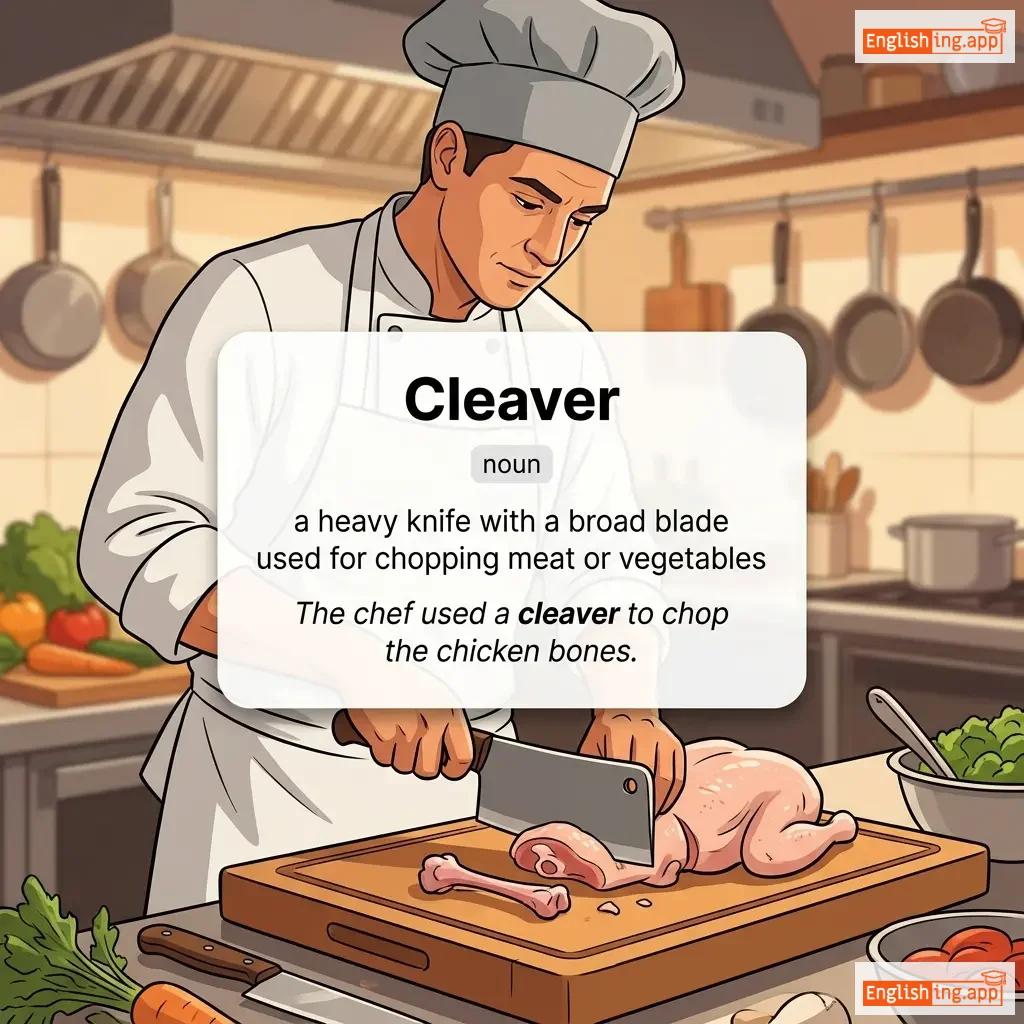 Cleaver definition card — visual illustration of the meaning