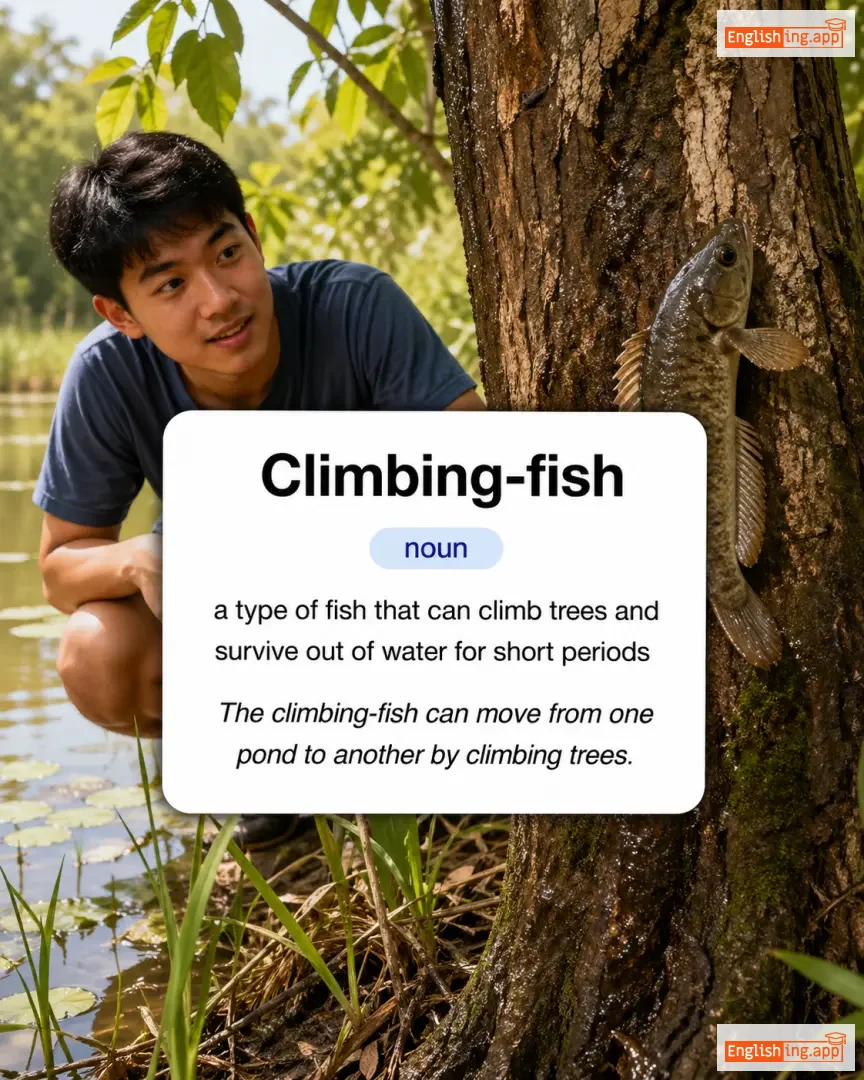 Climbing-fish definition card — visual illustration of the meaning
