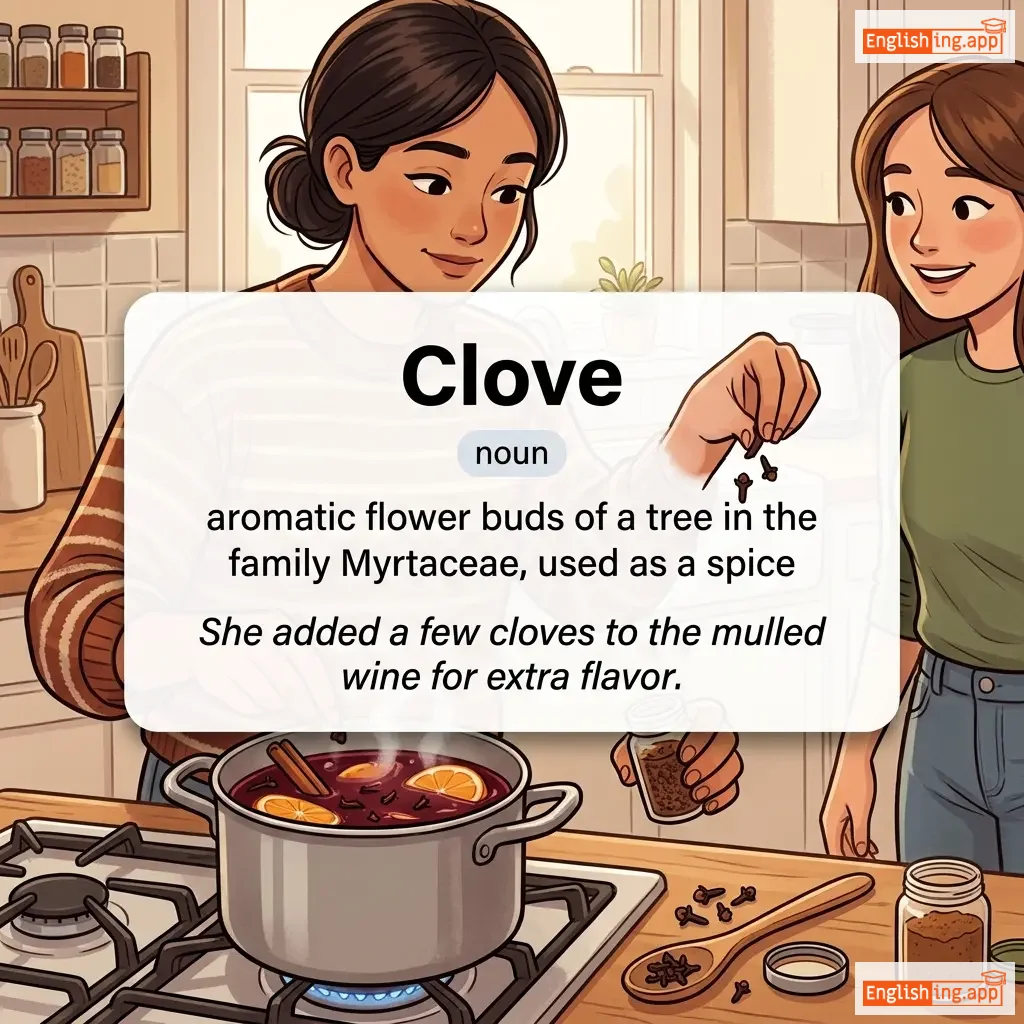Clove definition card — visual illustration of the meaning