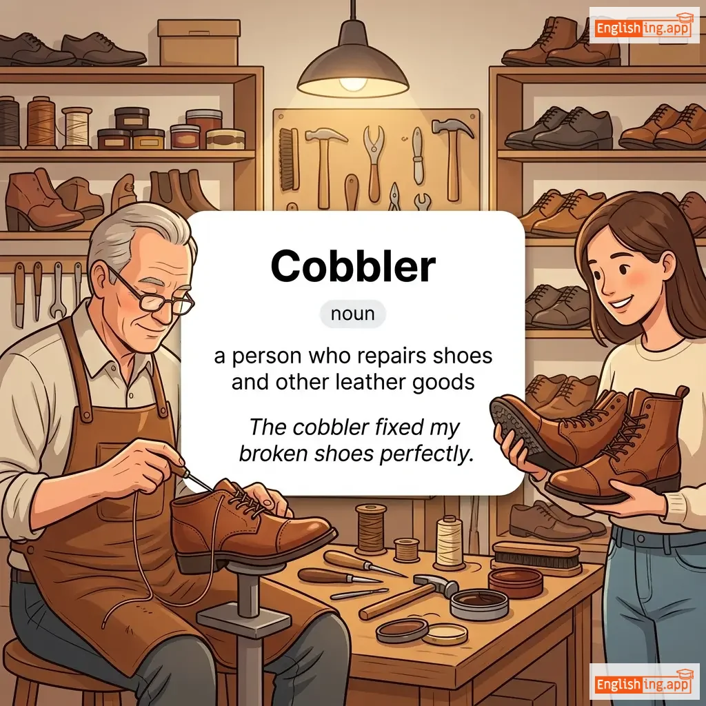 Cobbler definition card — visual illustration of the meaning