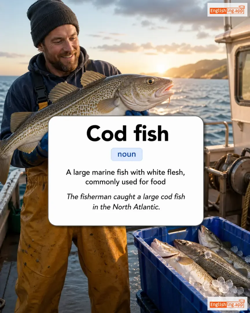 Cod fish definition card — visual illustration of the meaning