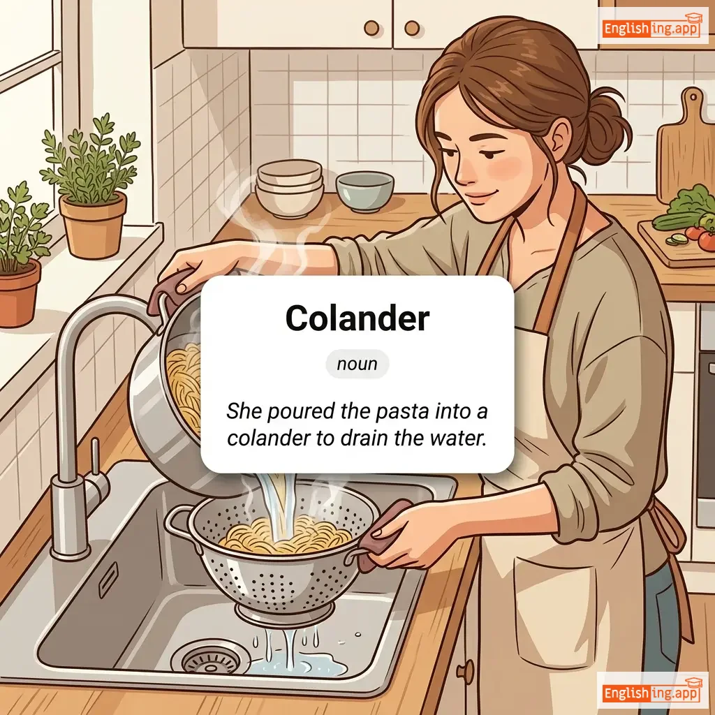 Colander definition card — visual illustration of the meaning