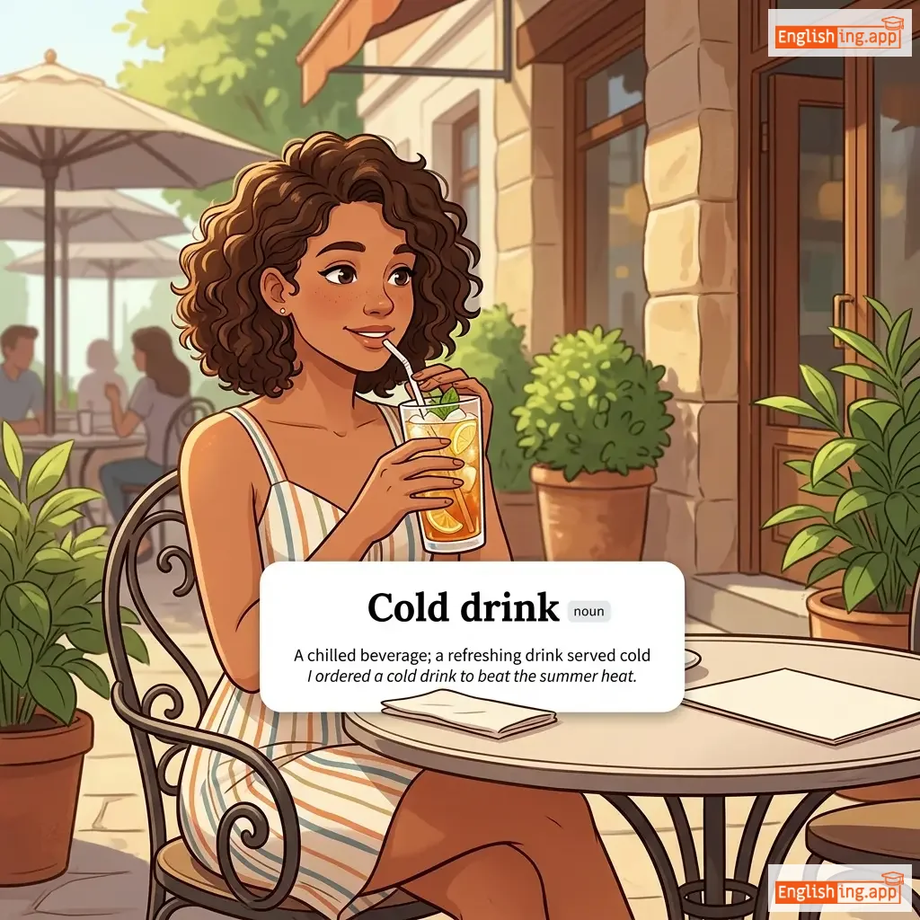 Cold drink definition card — visual illustration of the meaning