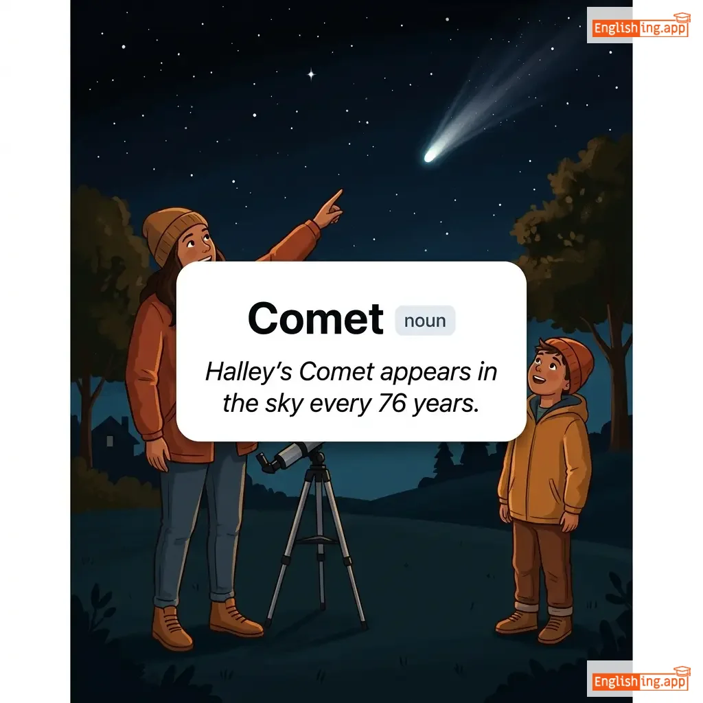Comet definition card — visual illustration of the meaning