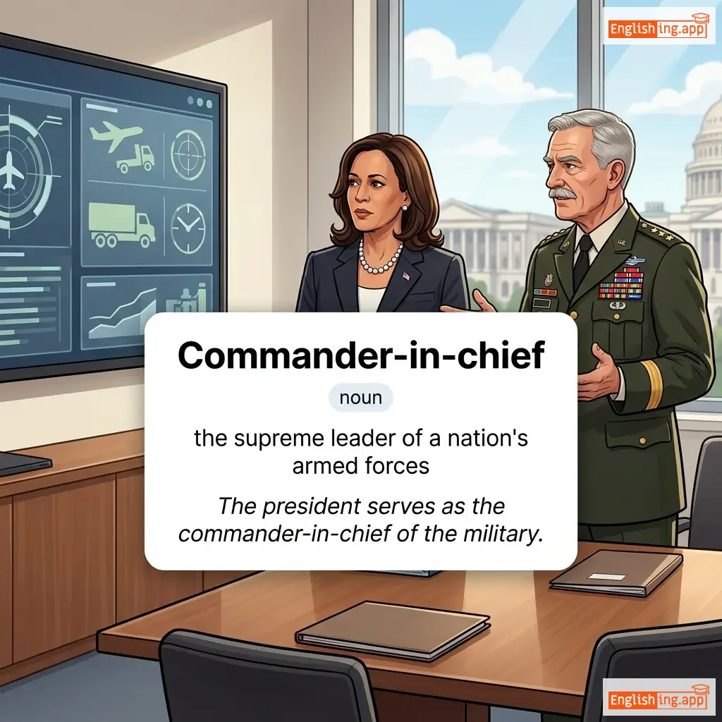 Commander-in-chief definition card — visual illustration of the meaning