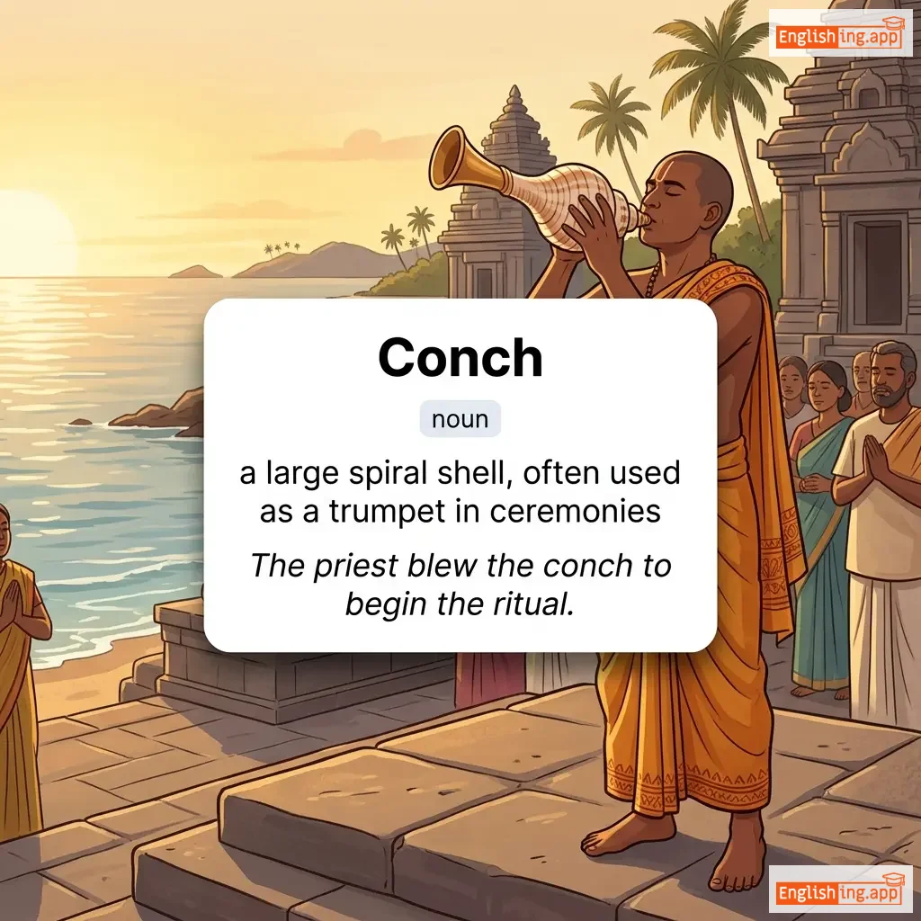 Conch definition card — visual illustration of the meaning