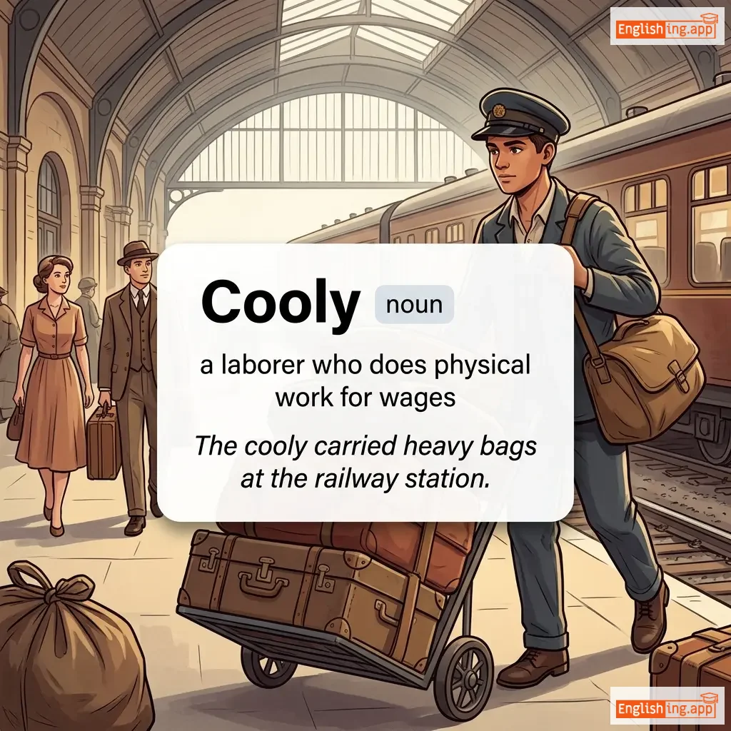 Cooly definition card — visual illustration of the meaning