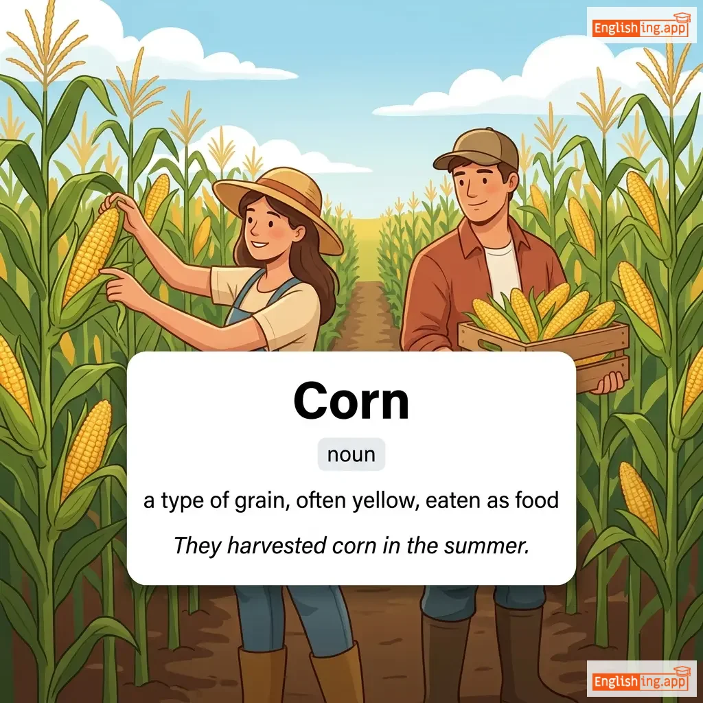 Corn definition card — visual illustration of the meaning