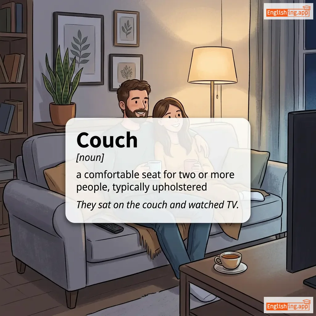 Couch definition card — visual illustration of the meaning