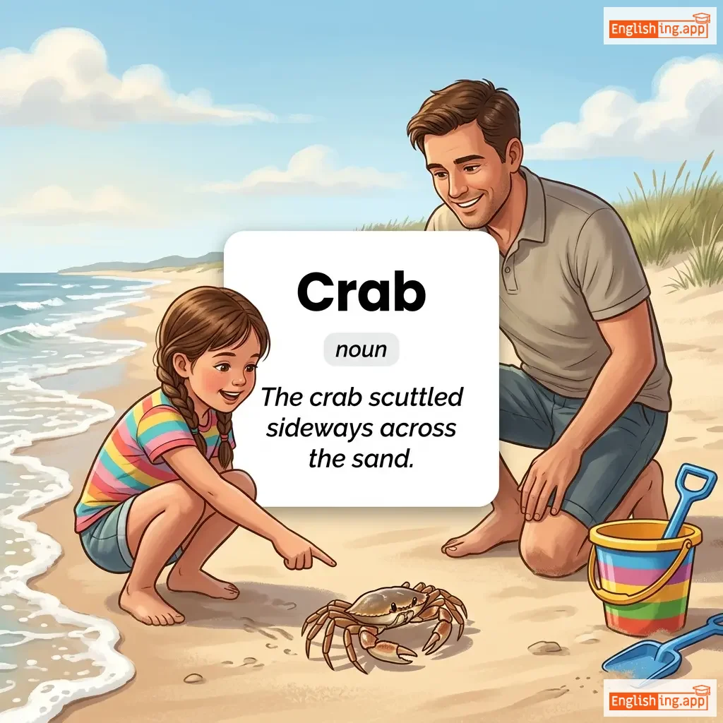 Crab definition card — visual illustration of the meaning