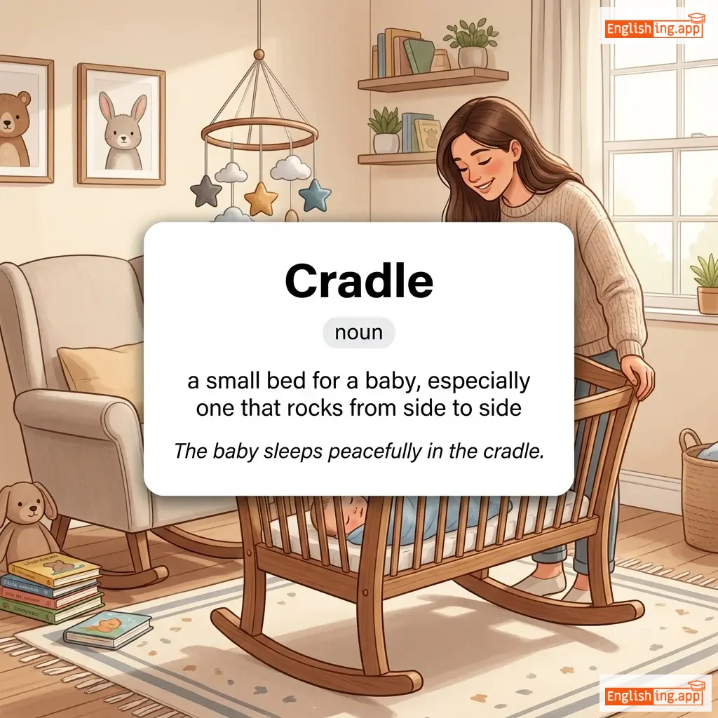 Cradle definition card — visual illustration of the meaning