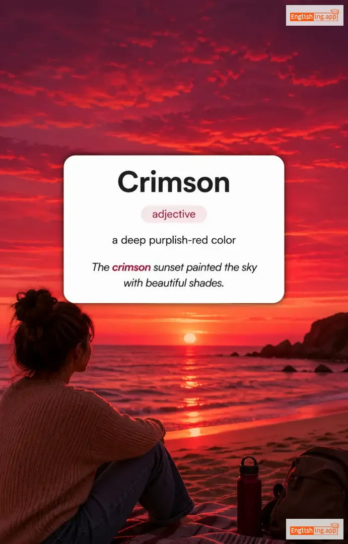 Crimson definition card — visual illustration of the meaning