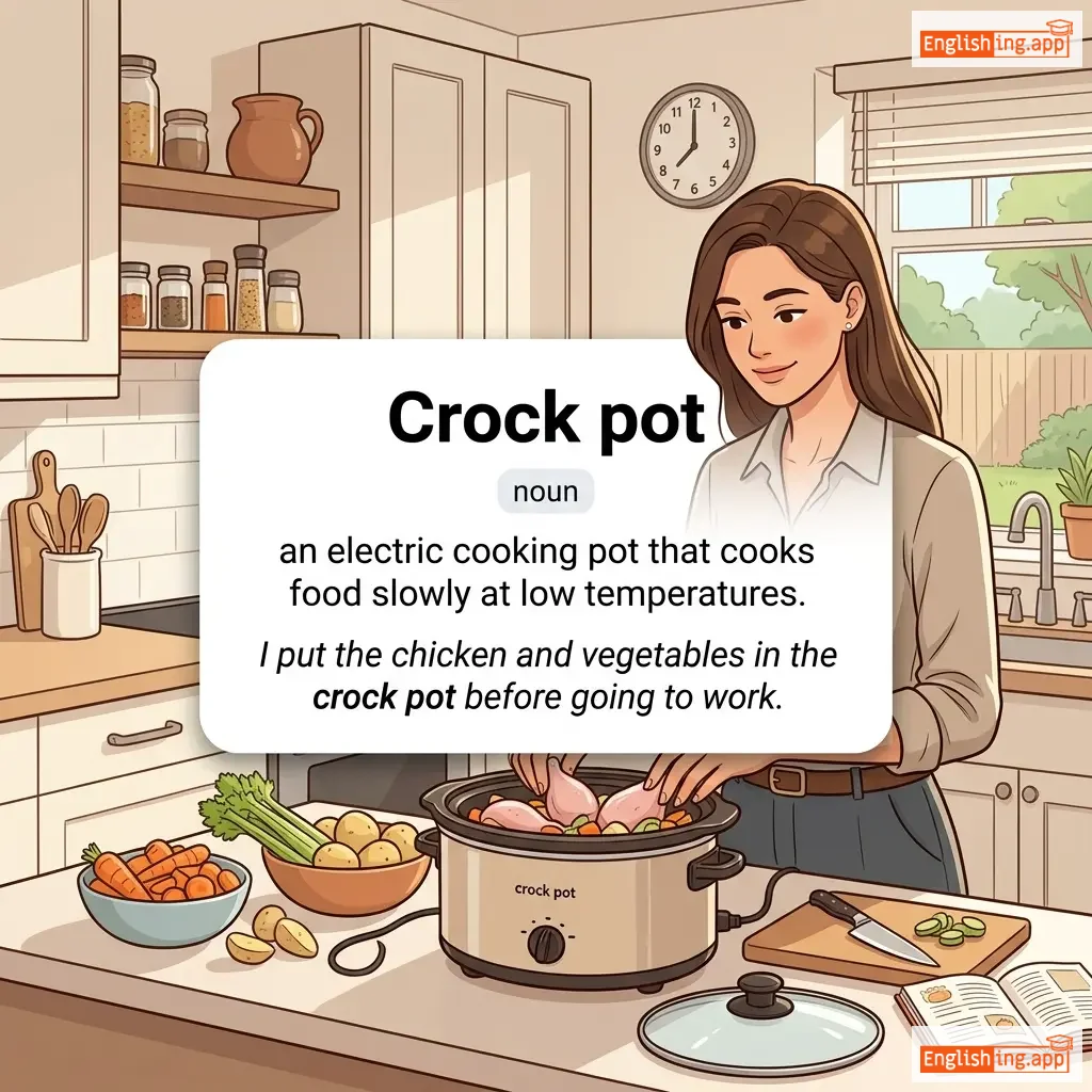 Crock pot definition card — visual illustration of the meaning