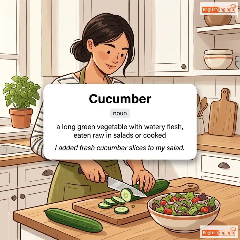 Cucumber definition card — visual illustration of the meaning