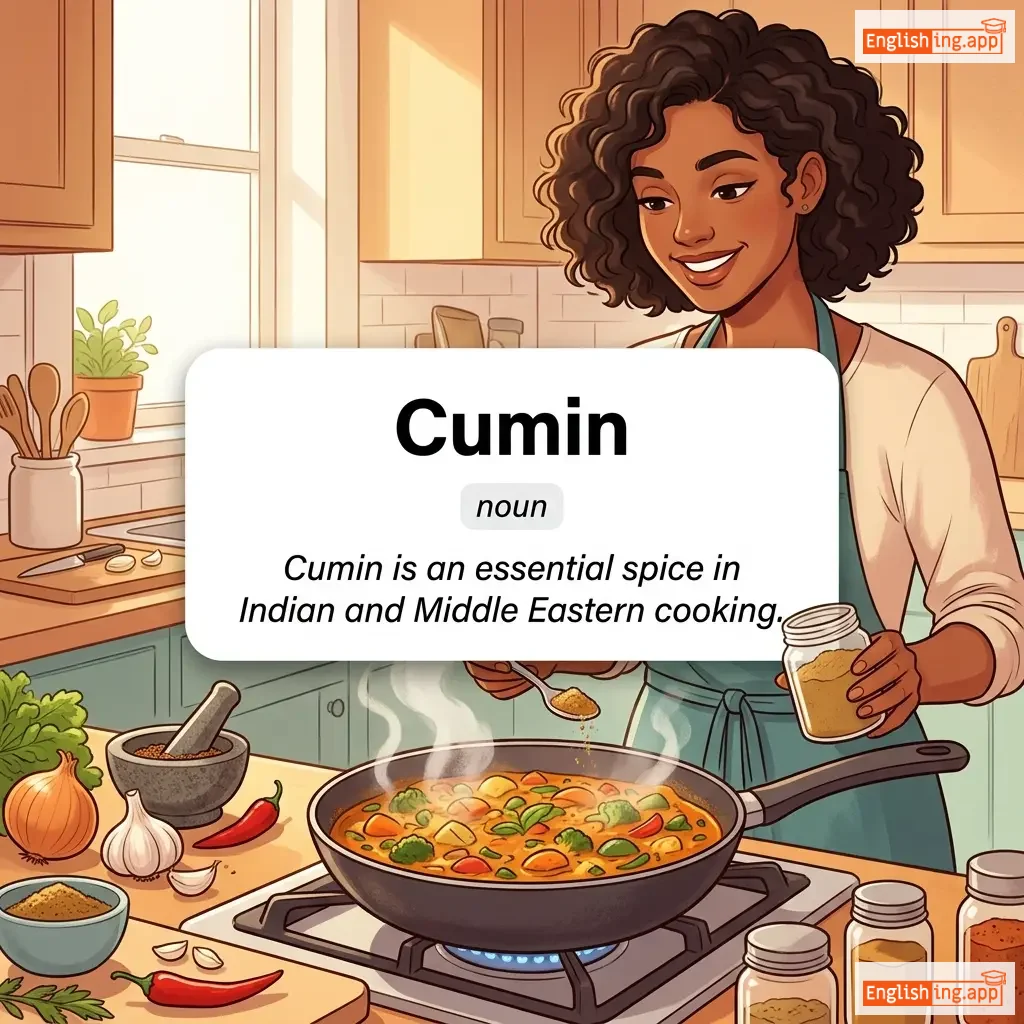 Cumin definition card — visual illustration of the meaning