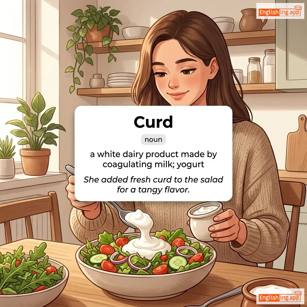 Curd definition card — visual illustration of the meaning