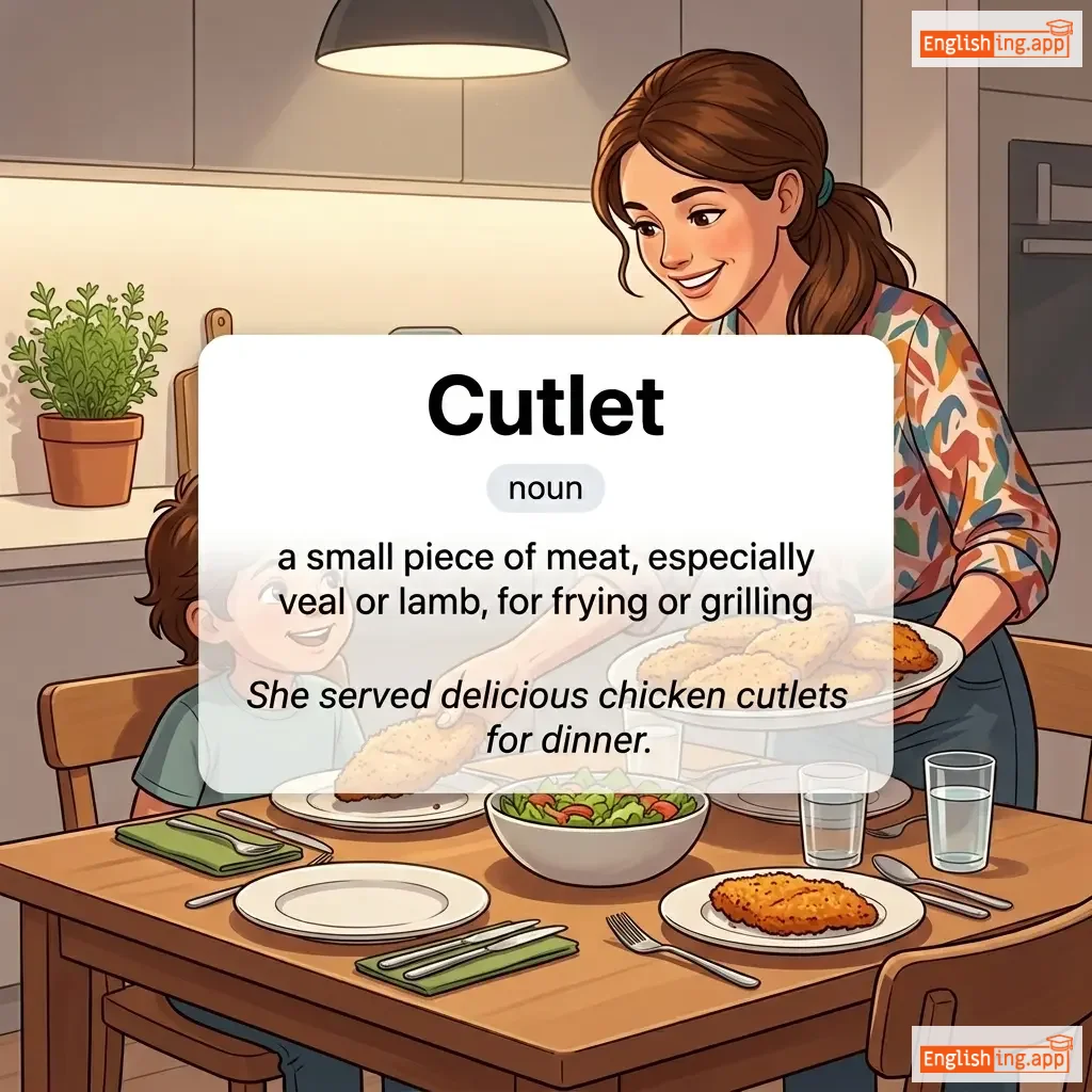 Cutlet definition card — visual illustration of the meaning